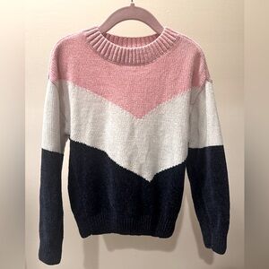 Sovereign Code Girls size 6 pink, white, and blue sweater